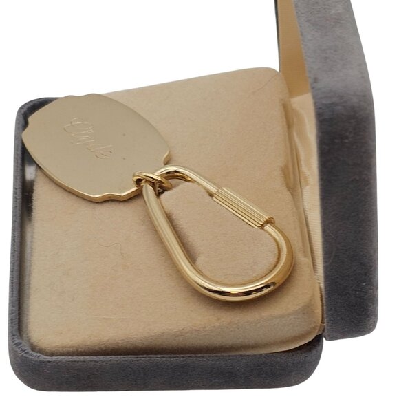Foster Gold Tone Keychain "Clyde" Engraving In Original Box 3" Made in USA - Picture 8 of 16